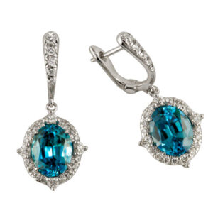 E426Z Blue Zircon and Diamond Earrings-image