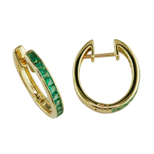 E415E Emerald Hoop Earring-image