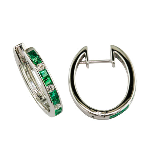 E416E Emerald Hoop Earring main image
