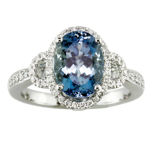 R825AQ Aquamarine and Diamond Ring-image