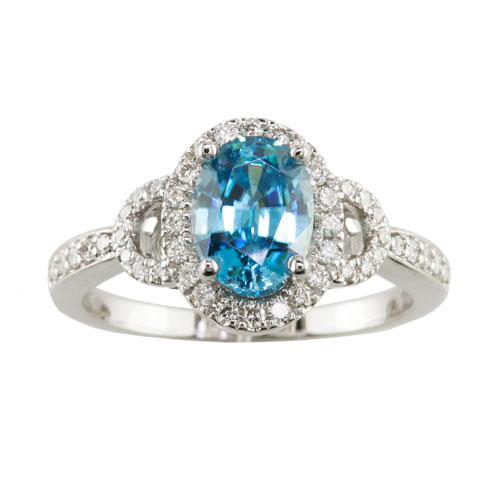 R825Z Blue Zircon and Diamond Ring-image