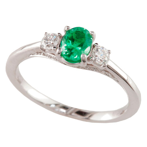 R851E Emerald and Diamond Ring-image