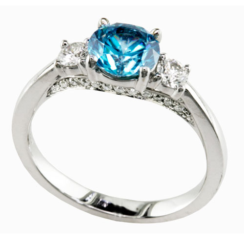 R851Z Blue Zircon and Diamond Ring main image