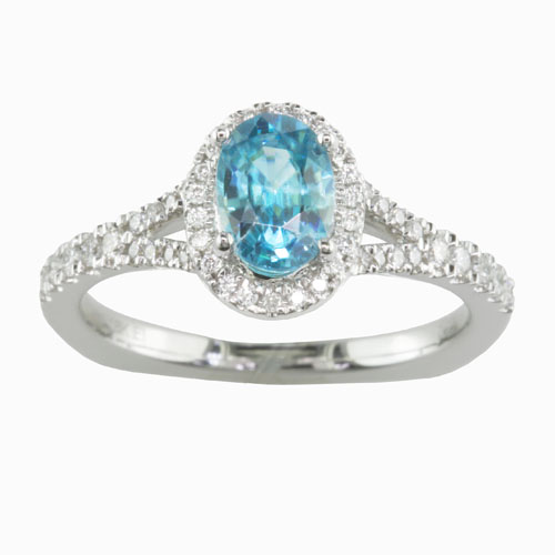 R867Z Blue Zircon and Diamonds Ring-image