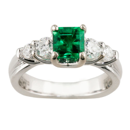 R868E- Emerald Ring with Diamond sides-image